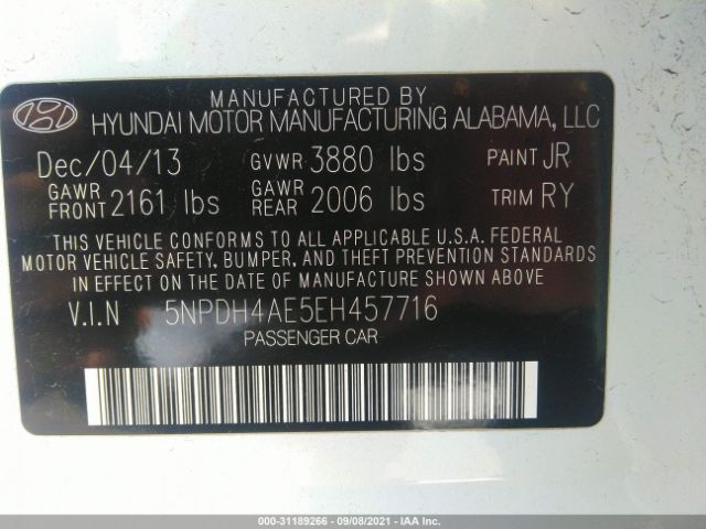 Photo 8 VIN: 5NPDH4AE5EH457716 - HYUNDAI ELANTRA 