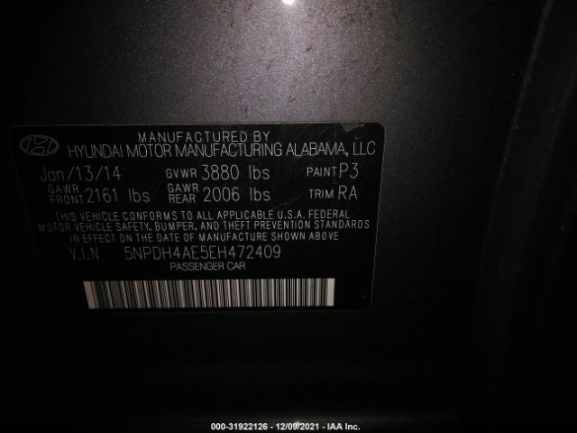 Photo 8 VIN: 5NPDH4AE5EH472409 - HYUNDAI ELANTRA 