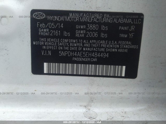 Photo 8 VIN: 5NPDH4AE5EH484494 - HYUNDAI ELANTRA 