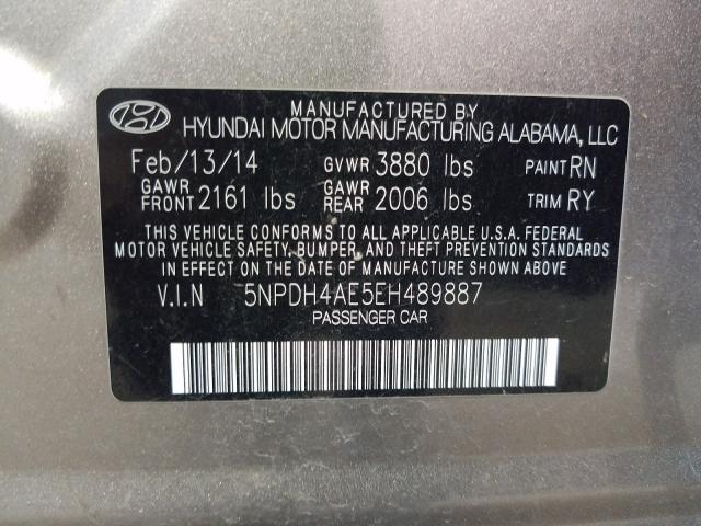 Photo 9 VIN: 5NPDH4AE5EH489887 - HYUNDAI ELANTRA SE 