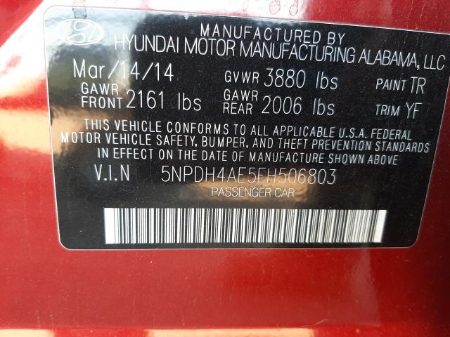 Photo 9 VIN: 5NPDH4AE5EH506803 - HYUNDAI ELANTRA SE 