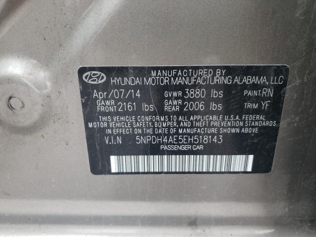 Photo 9 VIN: 5NPDH4AE5EH518143 - HYUNDAI ELANTRA SE 