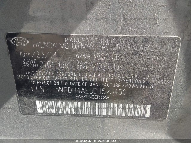 Photo 8 VIN: 5NPDH4AE5EH525450 - HYUNDAI ELANTRA 