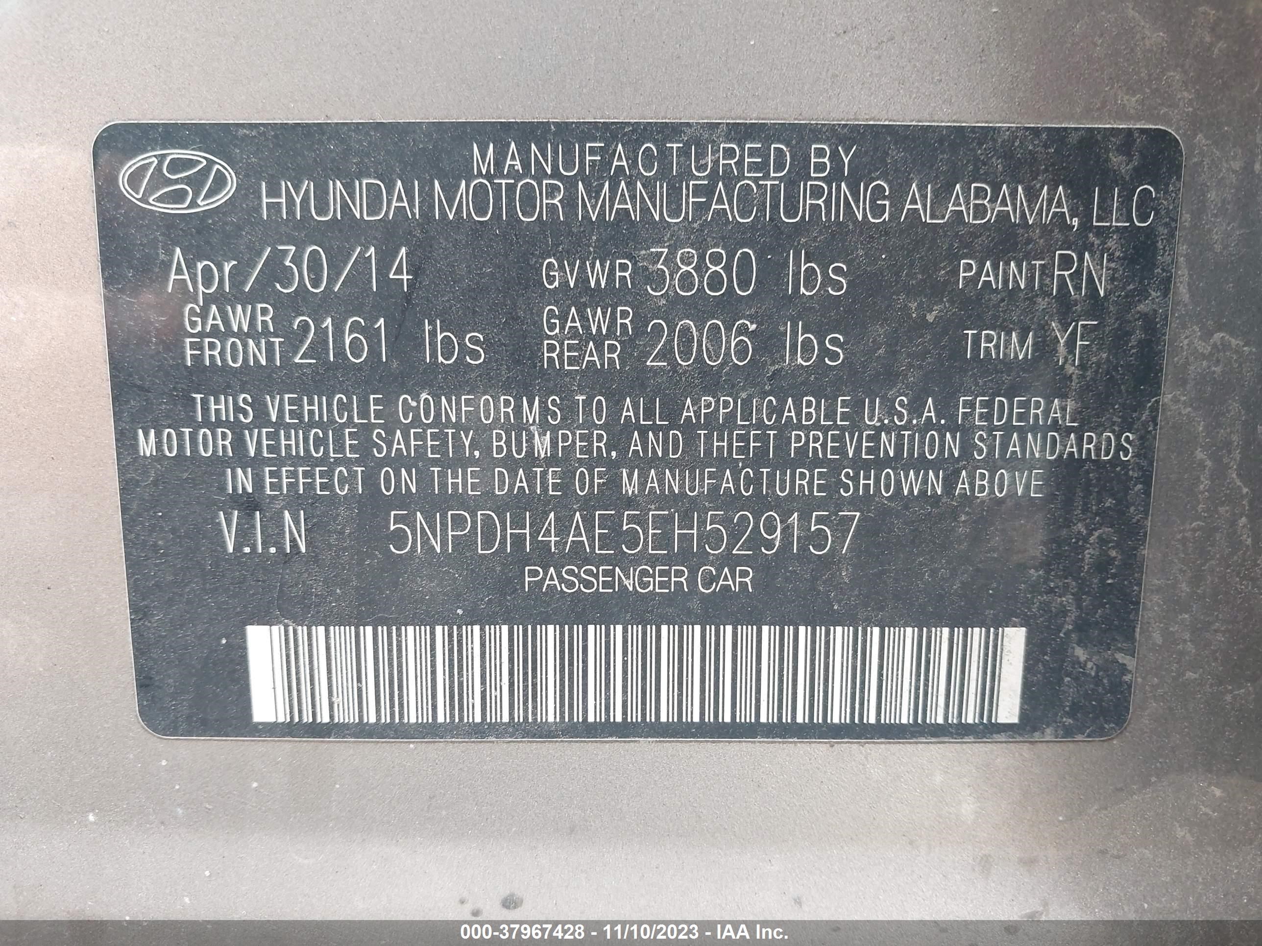 Photo 8 VIN: 5NPDH4AE5EH529157 - HYUNDAI ELANTRA 