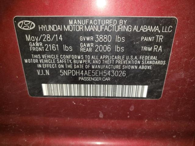 Photo 9 VIN: 5NPDH4AE5EH543026 - HYUNDAI ELANTRA SE 