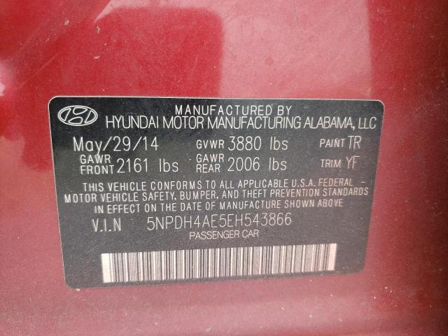 Photo 9 VIN: 5NPDH4AE5EH543866 - HYUNDAI ELANTRA SE 