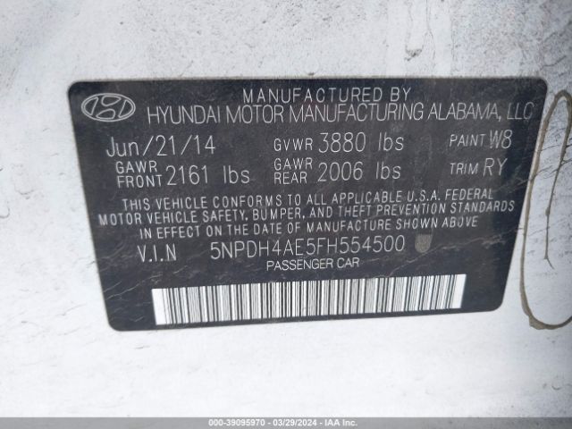 Photo 8 VIN: 5NPDH4AE5FH554500 - HYUNDAI ELANTRA 