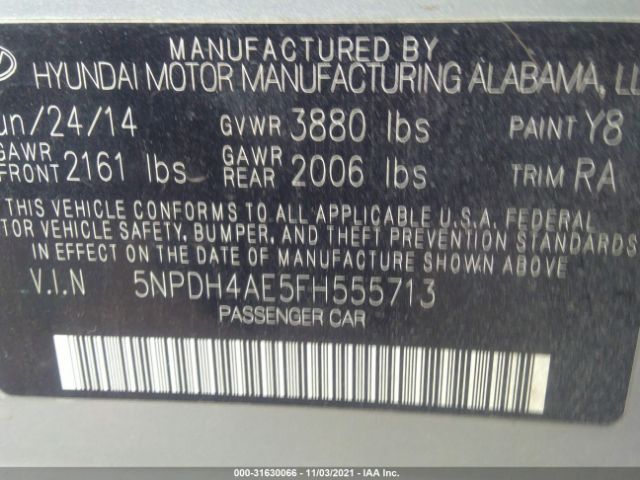 Photo 8 VIN: 5NPDH4AE5FH555713 - HYUNDAI ELANTRA 