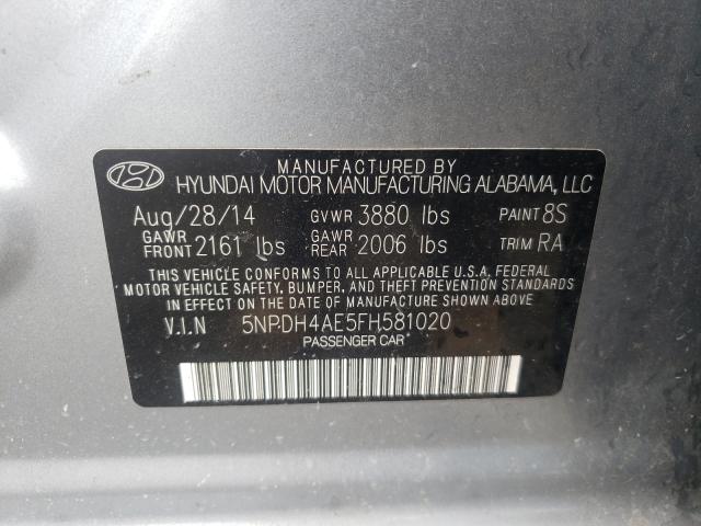 Photo 9 VIN: 5NPDH4AE5FH581020 - HYUNDAI ELANTRA SE 