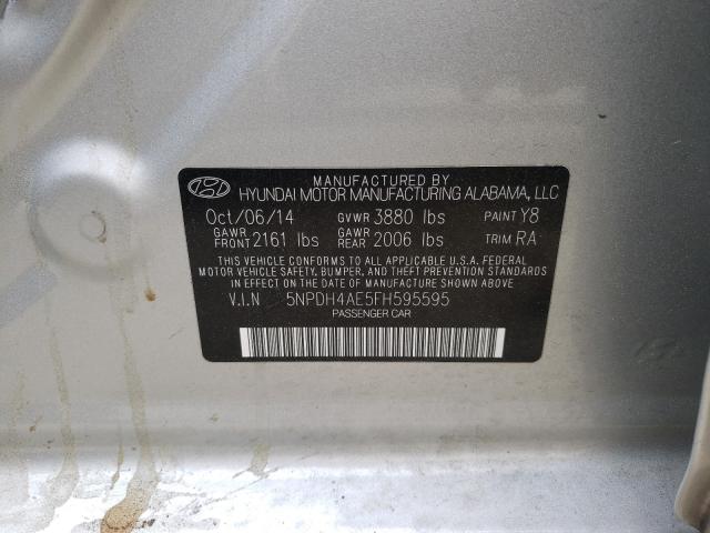 Photo 9 VIN: 5NPDH4AE5FH595595 - HYUNDAI ELANTRA SE 