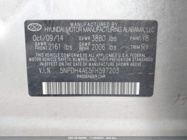 Photo 8 VIN: 5NPDH4AE5FH597203 - HYUNDAI ELANTRA 