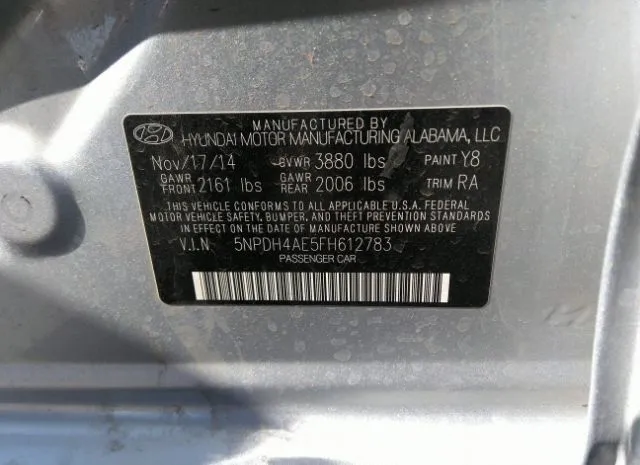 Photo 8 VIN: 5NPDH4AE5FH612783 - HYUNDAI ELANTRA 