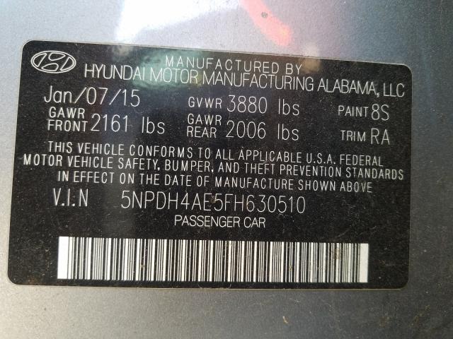 Photo 9 VIN: 5NPDH4AE5FH630510 - HYUNDAI ELANTRA SE 