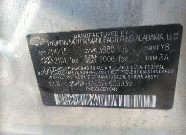 Photo 8 VIN: 5NPDH4AE5FH633939 - HYUNDAI ELANTRA 