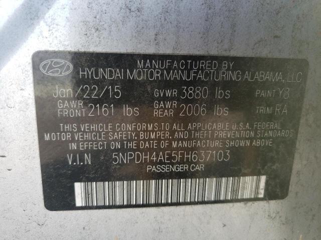 Photo 9 VIN: 5NPDH4AE5FH637103 - HYUNDAI ELANTRA SE 