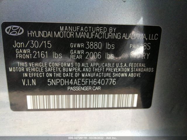 Photo 8 VIN: 5NPDH4AE5FH640776 - HYUNDAI ELANTRA 