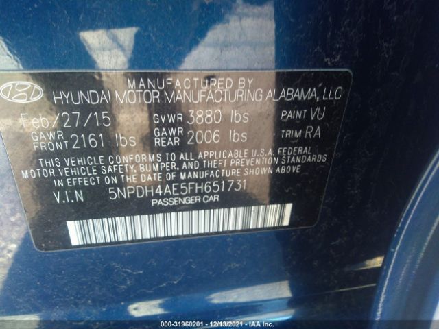 Photo 8 VIN: 5NPDH4AE5FH651731 - HYUNDAI ELANTRA 