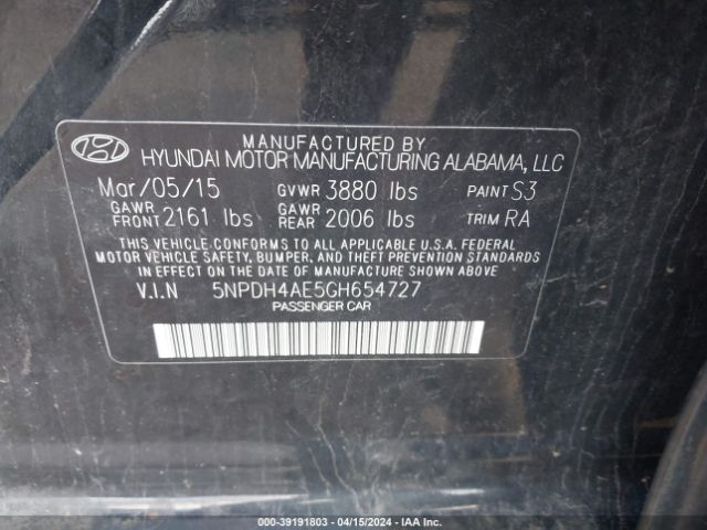 Photo 8 VIN: 5NPDH4AE5GH654727 - HYUNDAI ELANTRA 