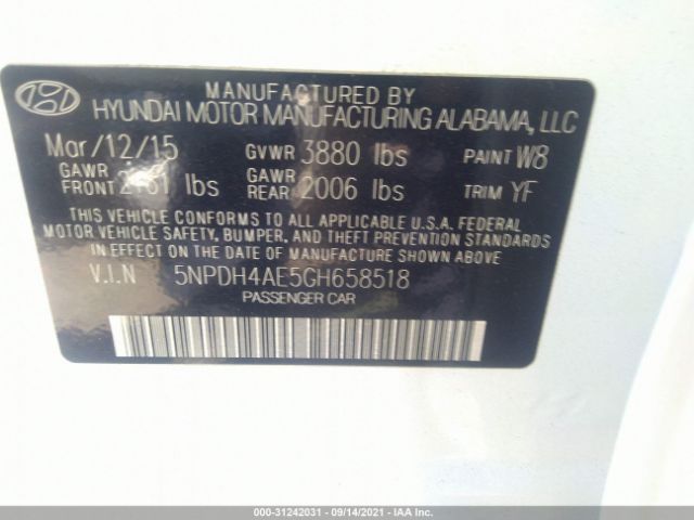 Photo 8 VIN: 5NPDH4AE5GH658518 - HYUNDAI ELANTRA 