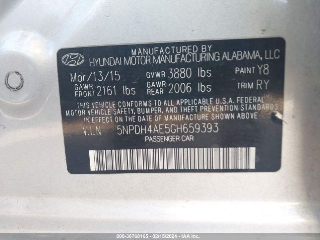 Photo 8 VIN: 5NPDH4AE5GH659393 - HYUNDAI ELANTRA 