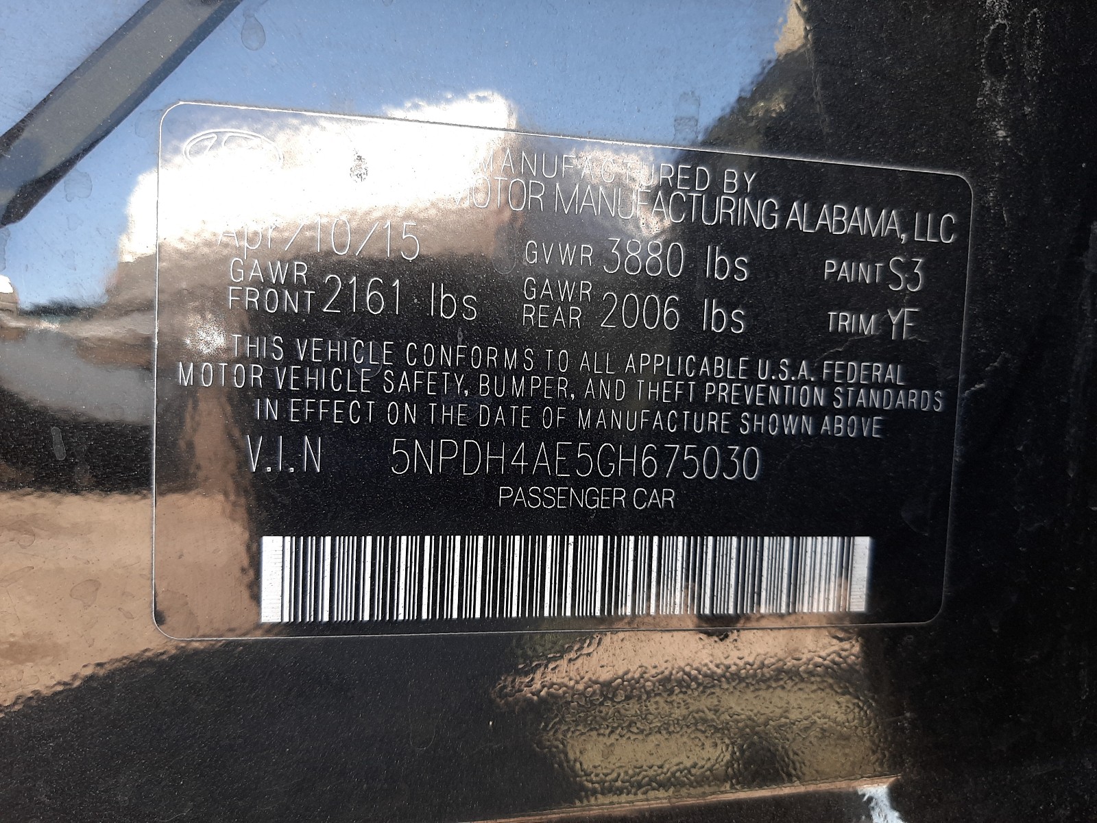 Photo 9 VIN: 5NPDH4AE5GH675030 - HYUNDAI ELANTRA SE 