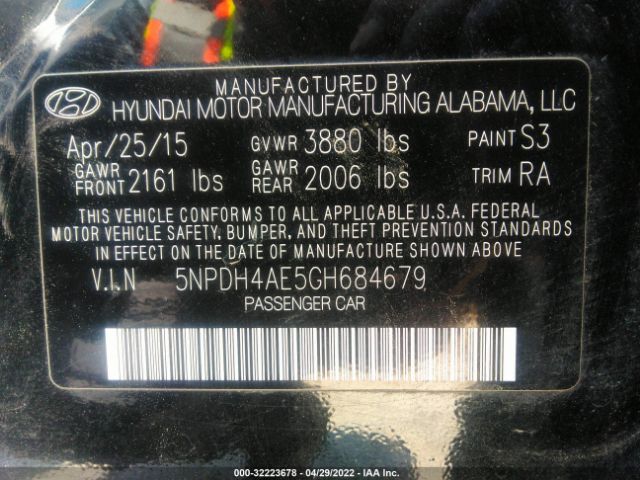 Photo 8 VIN: 5NPDH4AE5GH684679 - HYUNDAI ELANTRA 