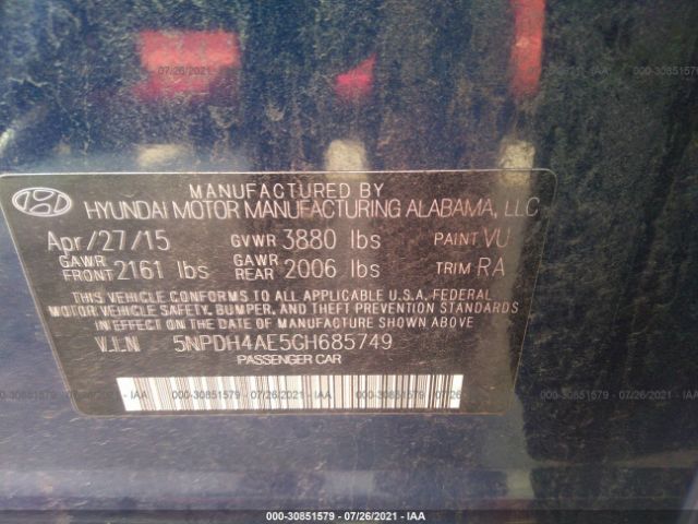 Photo 8 VIN: 5NPDH4AE5GH685749 - HYUNDAI ELANTRA 