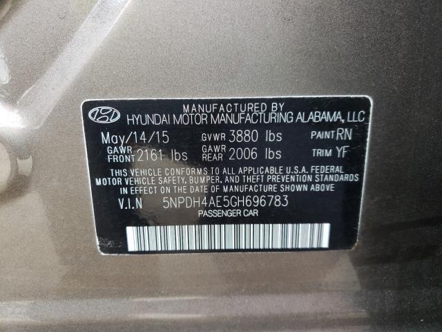 Photo 9 VIN: 5NPDH4AE5GH696783 - HYUNDAI ELANTRA SE 