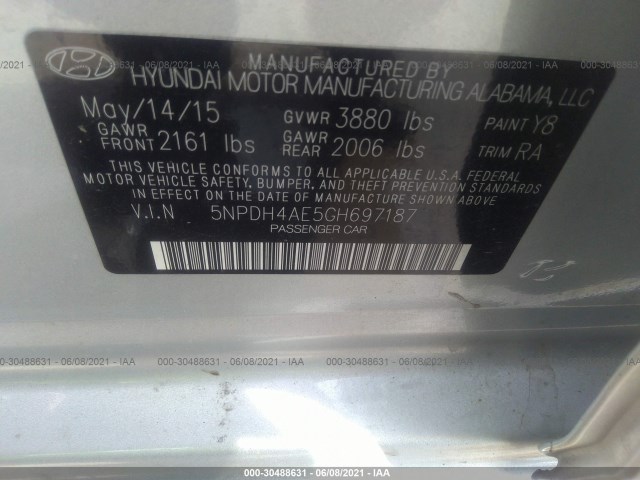 Photo 8 VIN: 5NPDH4AE5GH697187 - HYUNDAI ELANTRA 