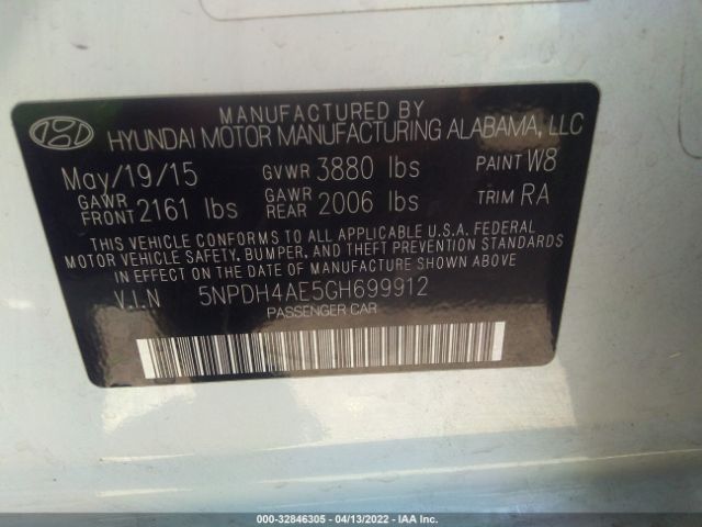 Photo 8 VIN: 5NPDH4AE5GH699912 - HYUNDAI ELANTRA 