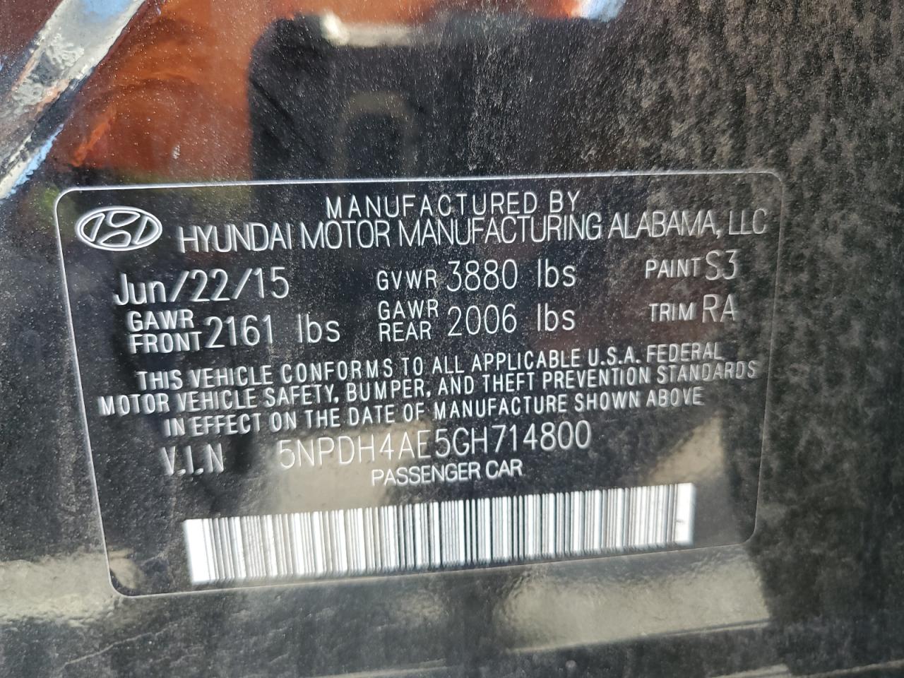 Photo 11 VIN: 5NPDH4AE5GH714800 - HYUNDAI ELANTRA 