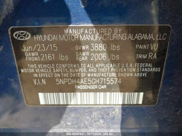 Photo 8 VIN: 5NPDH4AE5GH715574 - HYUNDAI ELANTRA 