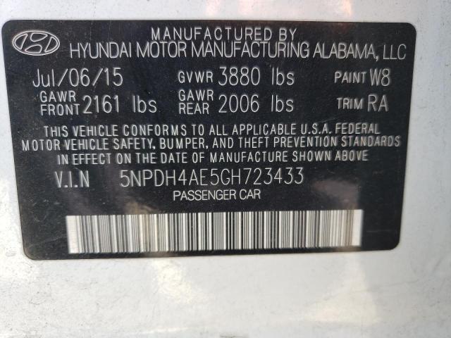 Photo 9 VIN: 5NPDH4AE5GH723433 - HYUNDAI ELANTRA SE 