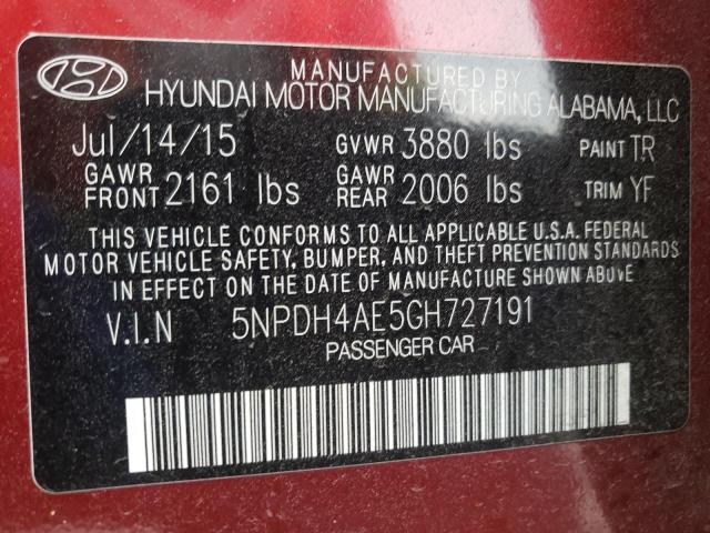 Photo 9 VIN: 5NPDH4AE5GH727191 - HYUNDAI ELANTRA SE 