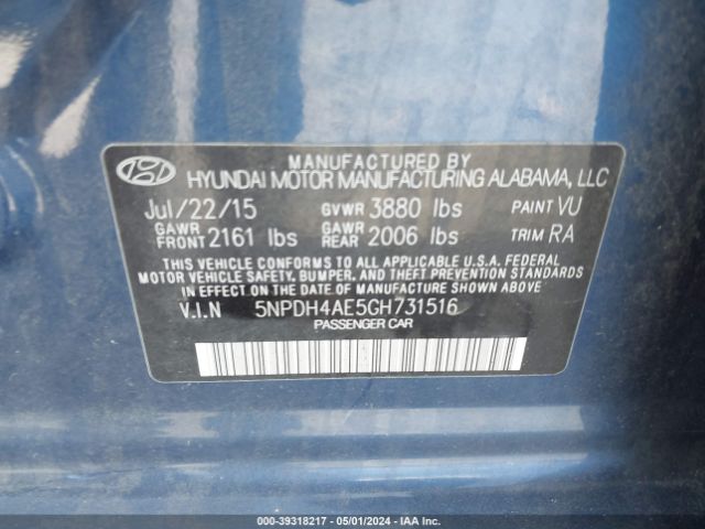 Photo 8 VIN: 5NPDH4AE5GH731516 - HYUNDAI ELANTRA 