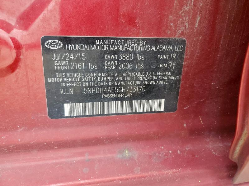 Photo 11 VIN: 5NPDH4AE5GH733170 - HYUNDAI ELANTRA SE 