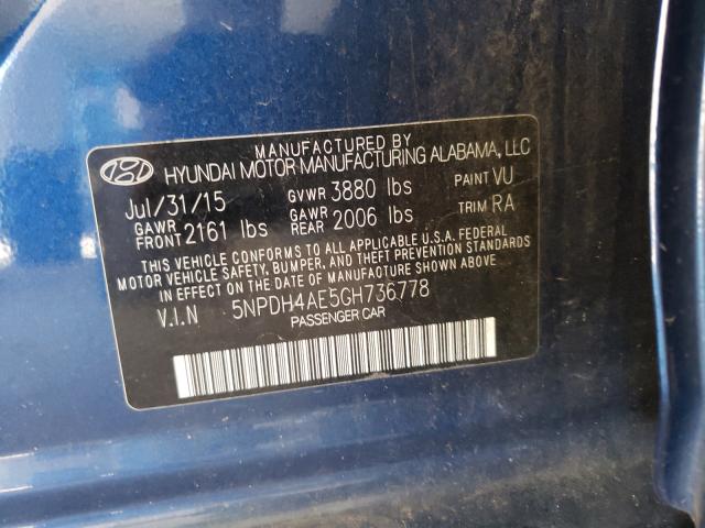 Photo 9 VIN: 5NPDH4AE5GH736778 - HYUNDAI ELANTRA SE 