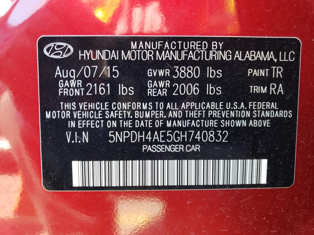 Photo 11 VIN: 5NPDH4AE5GH740832 - HYUNDAI ELANTRA 