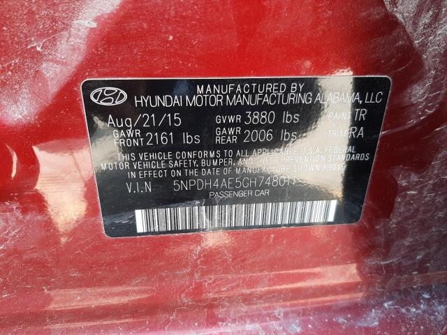 Photo 9 VIN: 5NPDH4AE5GH748011 - HYUNDAI ELANTRA SE 