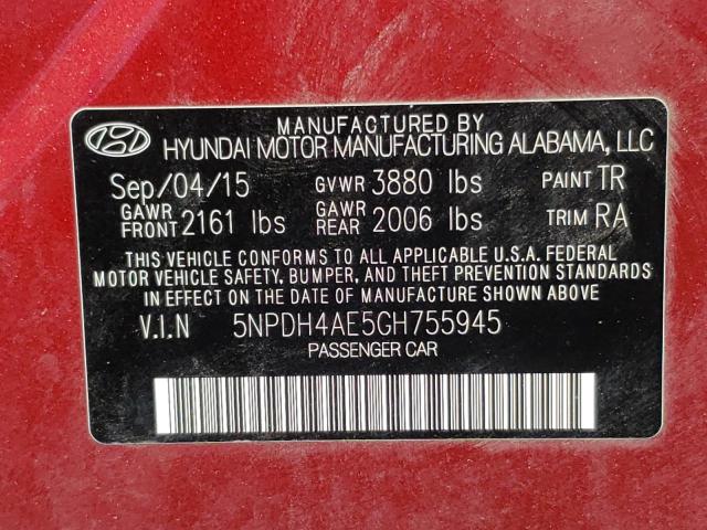 Photo 9 VIN: 5NPDH4AE5GH755945 - HYUNDAI ELANTRA SE 