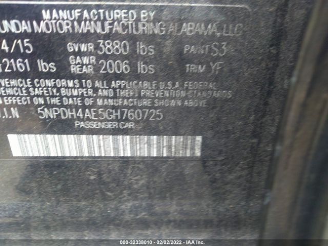 Photo 8 VIN: 5NPDH4AE5GH760725 - HYUNDAI ELANTRA 