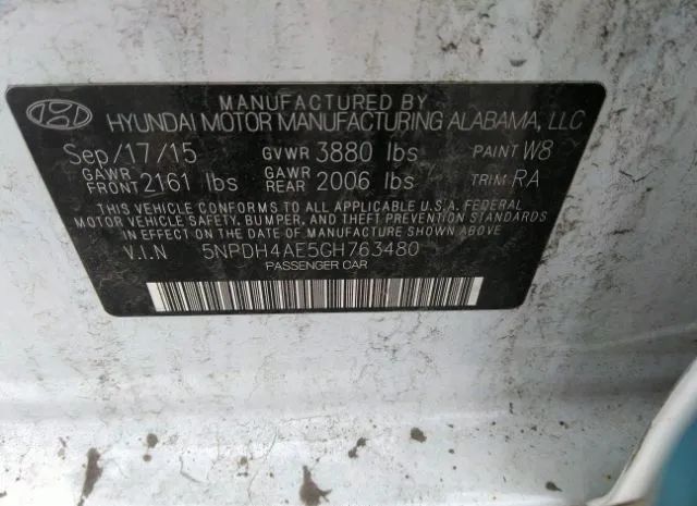 Photo 8 VIN: 5NPDH4AE5GH763480 - HYUNDAI ELANTRA 