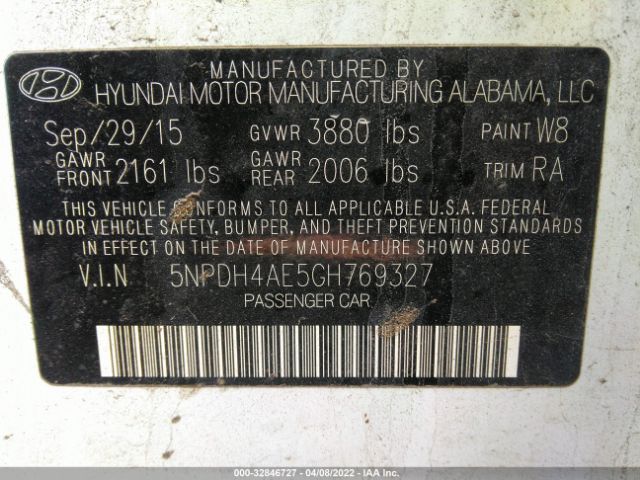 Photo 8 VIN: 5NPDH4AE5GH769327 - HYUNDAI ELANTRA 