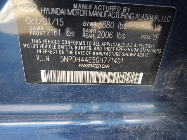 Photo 11 VIN: 5NPDH4AE5GH771451 - HYUNDAI ELANTRA SE 