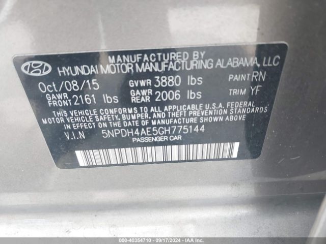 Photo 8 VIN: 5NPDH4AE5GH775144 - HYUNDAI ELANTRA 