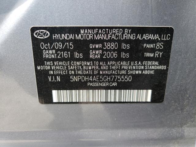 Photo 9 VIN: 5NPDH4AE5GH775550 - HYUNDAI ELANTRA SE 