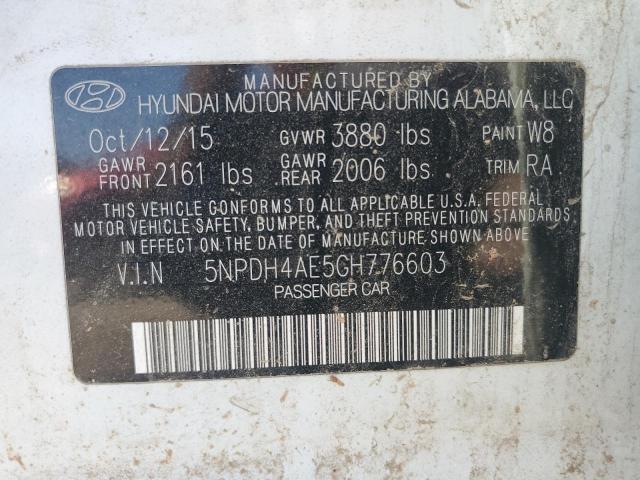 Photo 11 VIN: 5NPDH4AE5GH776603 - HYUNDAI ELANTRA SE 