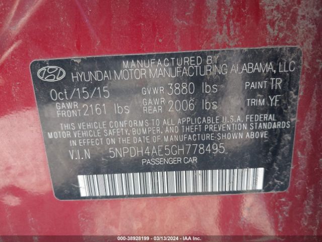 Photo 8 VIN: 5NPDH4AE5GH778495 - HYUNDAI ELANTRA 