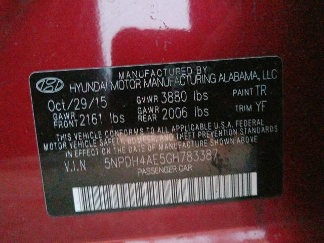 Photo 9 VIN: 5NPDH4AE5GH783387 - HYUNDAI ELANTRA SE 