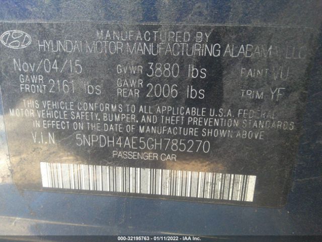 Photo 8 VIN: 5NPDH4AE5GH785270 - HYUNDAI ELANTRA 